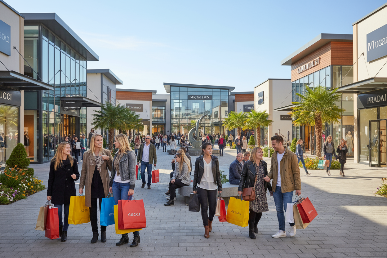 make a photo with people shopping in outlet parndorf 